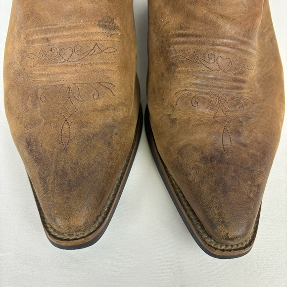 Justin McKayla Boots Embossed Leather Pointed Toe Western Boot Brown Size 9 - Picture 6 of 16